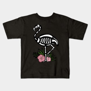 Cute Flamingo Skull Floral Tropical Kids T-Shirt